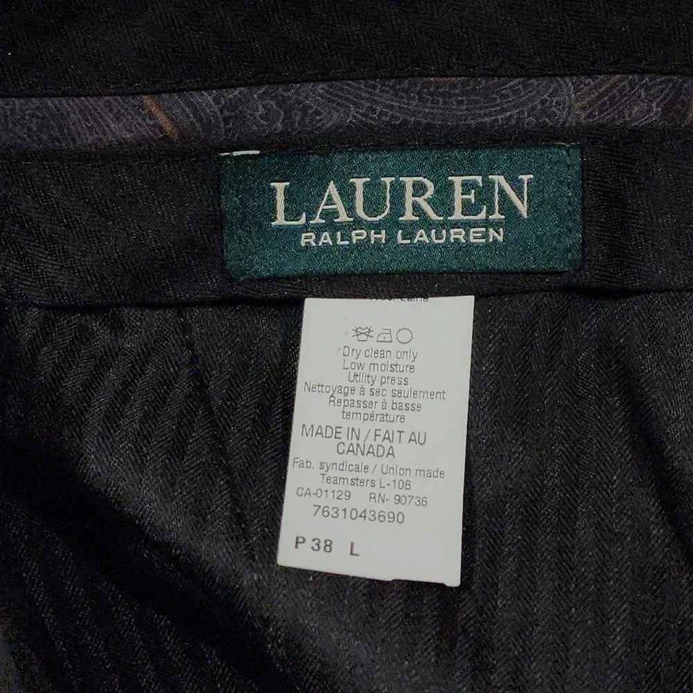 LRL Lauren Ralph Lauren Dress Pants‎ 38L (37x38) Men Gray Wool Flat Front Canada